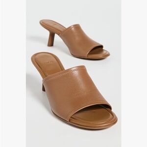 Vince Joan Brown Leather Open-Toe Kitten Heel Mules 8